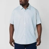 St. John's Bay Performance Knit Mens Short Sleeve Classic Fit Stretch Fabric Big And Tall Button-dow In Blue