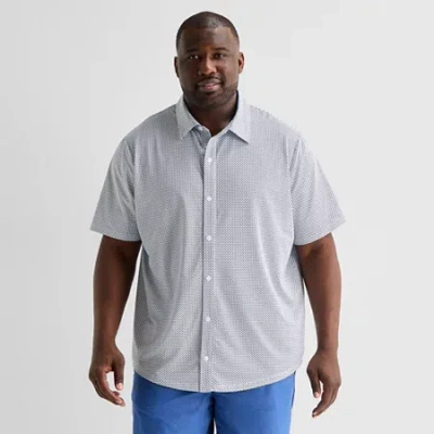 St. John's Bay Performance Knit Mens Short Sleeve Classic Fit Stretch Fabric Big And Tall Button-dow In Gray