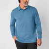 St. John's Bay Performance Mens Classic Fit Long Sleeve Polo Shirt In Blue