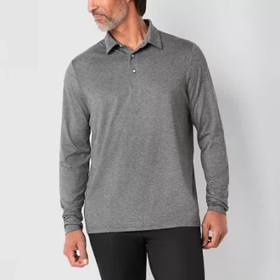 St. John's Bay Performance Mens Classic Fit Long Sleeve Polo Shirt In Gray