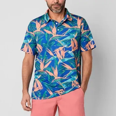 St. John's Bay Performance Mens Classic Fit Short Sleeve Polo Shirt In Blue