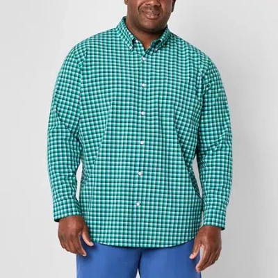 St. John's Bay Performance Mens Long Sleeve Classic Fit Big And Tall Button-down Shirt In Blue