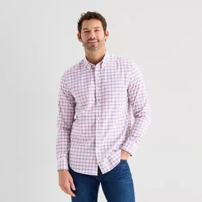 St. John's Bay Performance Mens Long Sleeve Classic Fit Button-down Shirt In Purple