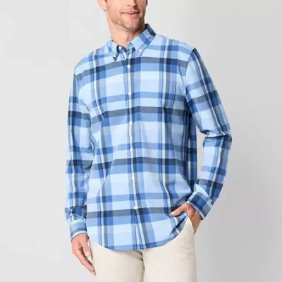 St. John's Bay Performance Mens Long Sleeve Classic Fit Stretch Fabric Button-down Shirt In Multi