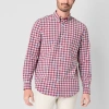 St. John's Bay Performance Mens Long Sleeve Classic Fit Stretch Fabric Button-down Shirt In Red