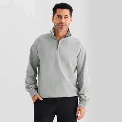 St. John's Bay Performance Mens Mock Neck Long Sleeve Quarter-zip Pullover In Gray