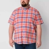 St. John's Bay Performance Mens Short Sleeve Classic Fit Big And Tall Button-down Shirt In Pink