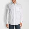 St. John's Bay Performance Oxford Dexterity Mens Easy-on + Easy-off Long Sleeve Classic Fit Button-d In White