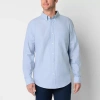 St. John's Bay Performance Oxford Mens Easy-on + Easy-off Seated Wear Long Sleeve Classic Fit Button In Blue