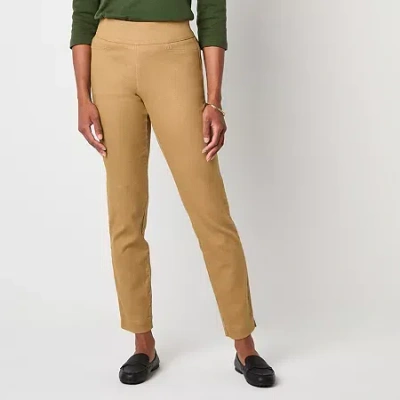 St. John's Bay Petite Womens Ankle Pull-on Pant In Sand