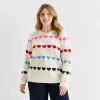 St. John's Bay Plus Womens Crew Neck Long Sleeve Cable Knit Pullover Sweater In White