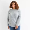 St. John's Bay Plus Womens Crew Neck Long Sleeve Pullover Sweater In Gray