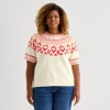 St. John's Bay Plus Womens Crew Neck Short Sleeve Pullover Sweater In Multi