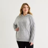 St. John's Bay Plus Womens Hooded Long Sleeve Pullover Sweater In Gray