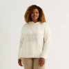 St. John's Bay Plus Womens Hooded Long Sleeve Pullover Sweater In White