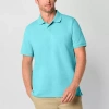 St. John's Bay Premium Dexterity Mens Classic Fit Easy-on + Easy-off Adaptive Short Sleeve Polo Shir In Blue