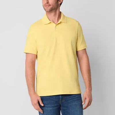 St. John's Bay Premium Dexterity Mens Classic Fit Easy-on + Easy-off Adaptive Short Sleeve Polo Shir In Yellow