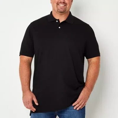 St. John's Bay Premium Stretch Big And Tall Mens Classic Fit Easy-on + Easy-off Adaptive Short Sleev In Black