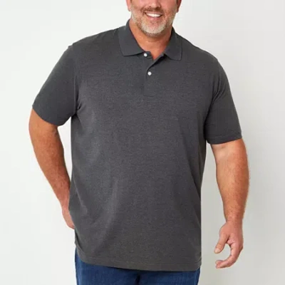 St. John's Bay Premium Stretch Big And Tall Mens Classic Fit Easy-on + Easy-off Adaptive Short Sleev In Gray