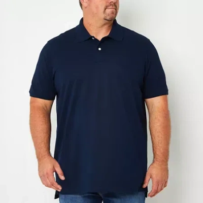 St. John's Bay Premium Stretch Big And Tall Mens Classic Fit Easy-on + Easy-off Adaptive Short Sleev In Blue