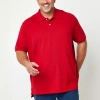 St. John's Bay Premium Stretch Big And Tall Mens Classic Fit Easy-on + Easy-off Adaptive Short Sleev In Red