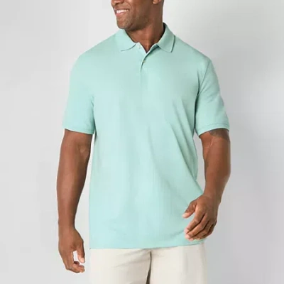 St. John's Bay Premium Stretch Big And Tall Mens Classic Fit Short Sleeve Polo Shirt In Green