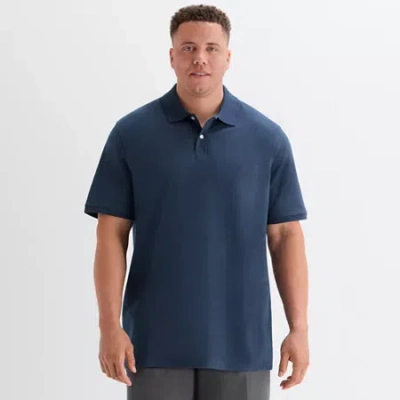 St. John's Bay Premium Stretch Big And Tall Mens Classic Fit Short Sleeve Polo Shirt In Blue