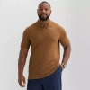 St. John's Bay Premium Stretch Big And Tall Mens Classic Fit Short Sleeve Polo Shirt In Brown