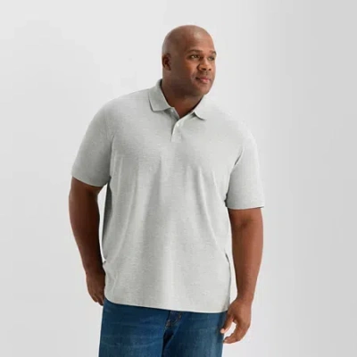 St. John's Bay Premium Stretch Big And Tall Mens Classic Fit Short Sleeve Polo Shirt In Gray