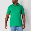 St. John's Bay Premium Stretch Big And Tall Mens Classic Fit Short Sleeve Polo Shirt In Green