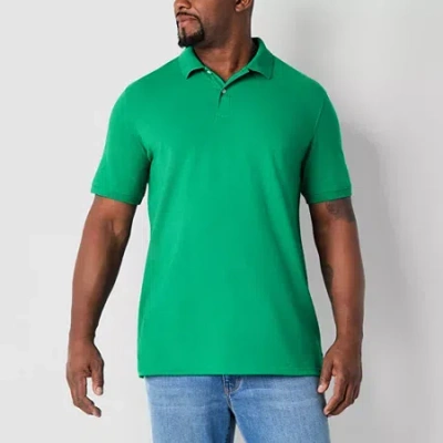 St. John's Bay Premium Stretch Big And Tall Mens Classic Fit Short Sleeve Polo Shirt In Green