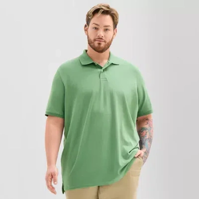 St. John's Bay Premium Stretch Big And Tall Mens Classic Fit Short Sleeve Polo Shirt In Green