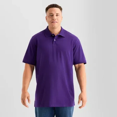 St. John's Bay Premium Stretch Big And Tall Mens Classic Fit Short Sleeve Polo Shirt In Purple