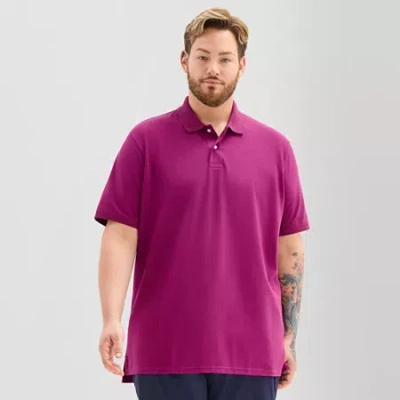 St. John's Bay Premium Stretch Big And Tall Mens Classic Fit Short Sleeve Polo Shirt In Purple