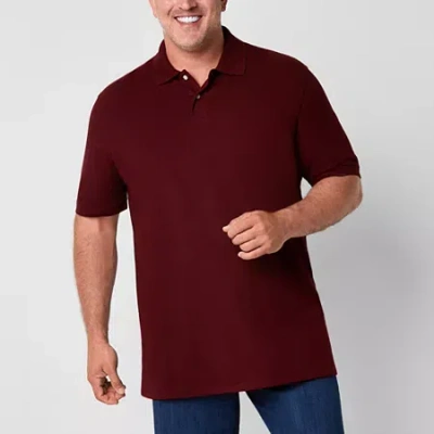 St. John's Bay Premium Stretch Big And Tall Mens Classic Fit Short Sleeve Polo Shirt In Burgundy