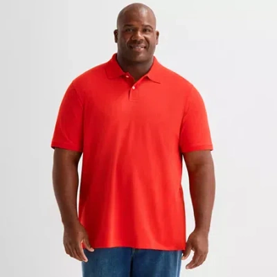 St. John's Bay Premium Stretch Big And Tall Mens Classic Fit Short Sleeve Polo Shirt In Red