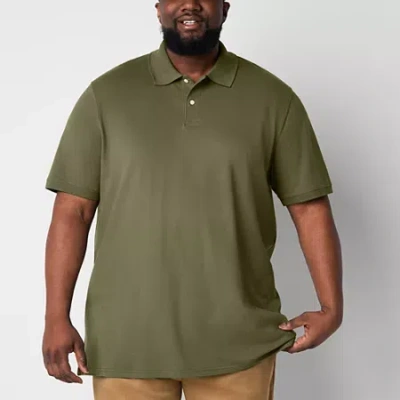 St. John's Bay Premium Stretch Big And Tall Mens Regular Fit Short Sleeve Polo Shirt In Green