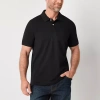 St. John's Bay Premium Stretch Mens Classic Fit Short Sleeve Polo Shirt In Black