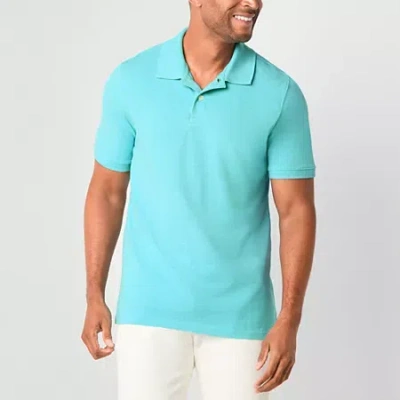 St. John's Bay Premium Stretch Mens Classic Fit Short Sleeve Polo Shirt In Blue