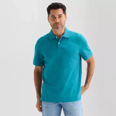 St. John's Bay Premium Stretch Mens Classic Fit Short Sleeve Polo Shirt In Blue