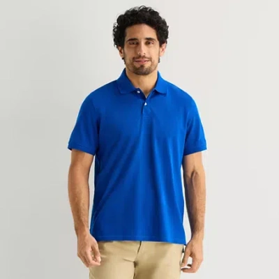 St. John's Bay Premium Stretch Mens Classic Fit Short Sleeve Polo Shirt In Blue