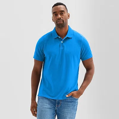St. John's Bay Premium Stretch Mens Classic Fit Short Sleeve Polo Shirt In Blue