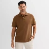 St. John's Bay Premium Stretch Mens Classic Fit Short Sleeve Polo Shirt In Brown