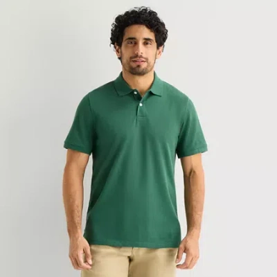 St. John's Bay Premium Stretch Mens Classic Fit Short Sleeve Polo Shirt In Green