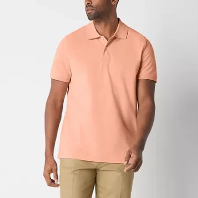 St. John's Bay Premium Stretch Mens Classic Fit Short Sleeve Polo Shirt In Orange