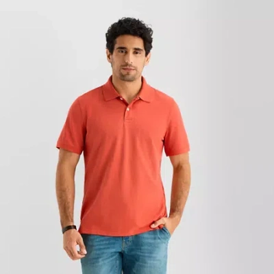 St. John's Bay Premium Stretch Mens Classic Fit Short Sleeve Polo Shirt In Orange
