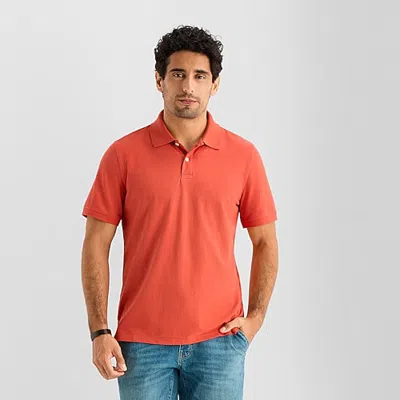 St. John's Bay Premium Stretch Mens Classic Fit Short Sleeve Polo Shirt In Orange