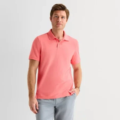 St. John's Bay Premium Stretch Mens Classic Fit Short Sleeve Polo Shirt In Pink
