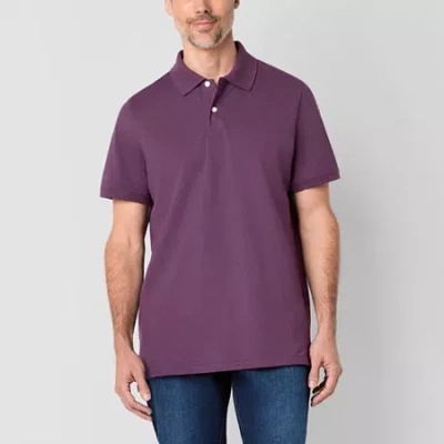 St. John's Bay Premium Stretch Mens Classic Fit Short Sleeve Polo Shirt In Purple