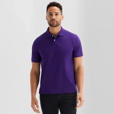 St. John's Bay Premium Stretch Mens Classic Fit Short Sleeve Polo Shirt In Purple
